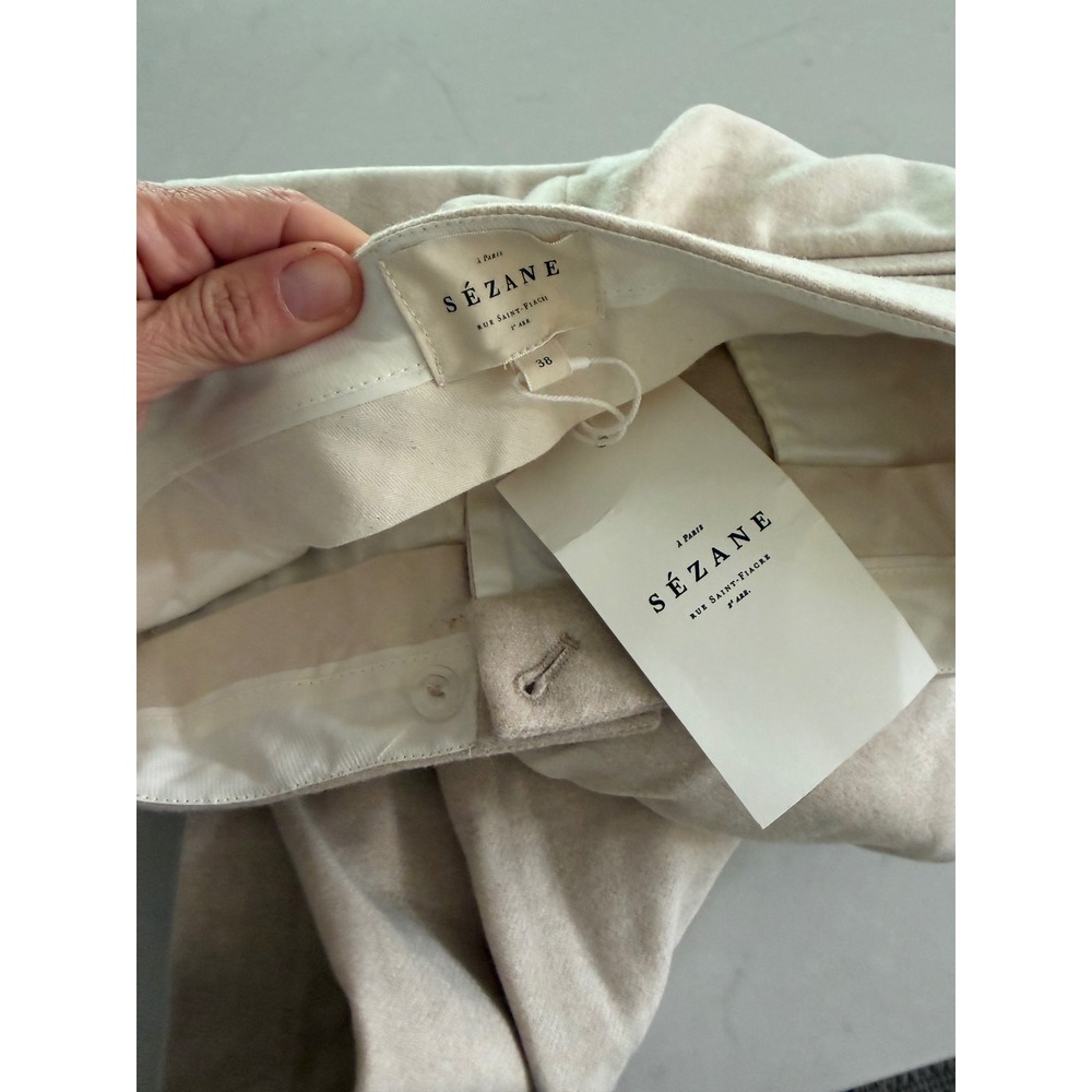 Sezane Clara Trousers Oatmeal Beige Wool Blend Straight Leg Pants‎ Size 38 NEW - Picture 8 of 8